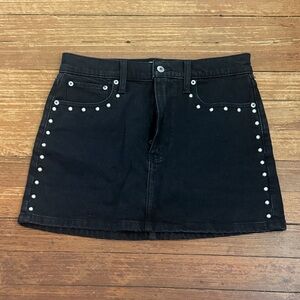 Abercrombie & Fitch Black Mini Skirt with Silver Studs